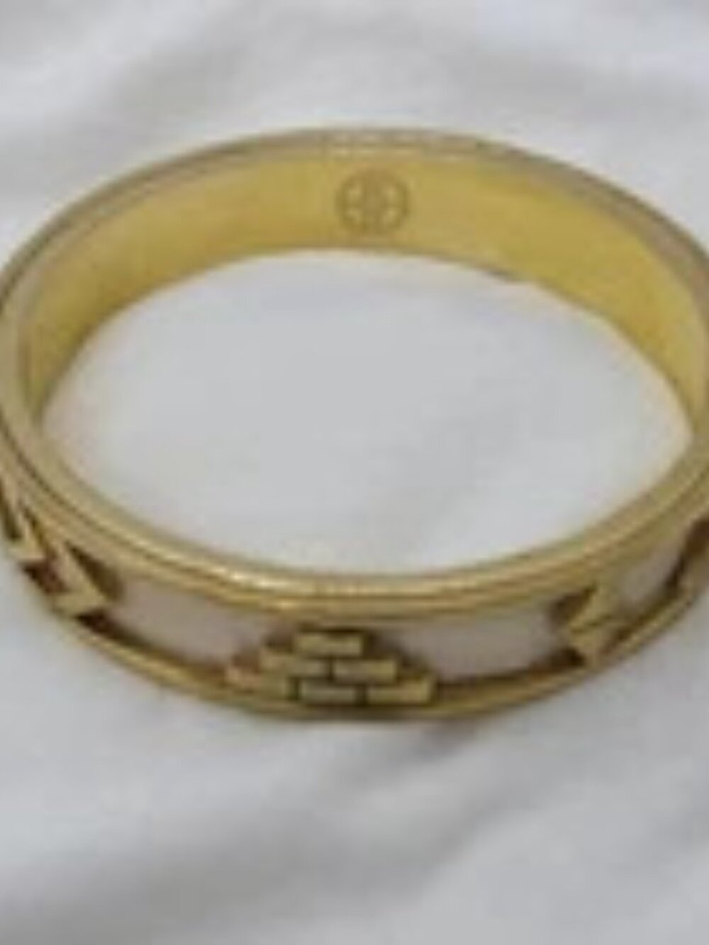 HOUSE OF HARLOW 1960 Aztec Gold White Leather Bangle Bracelet